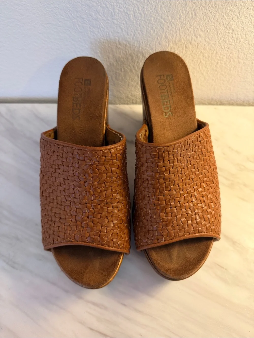 White Mountain Woven Platform Mule Heels
